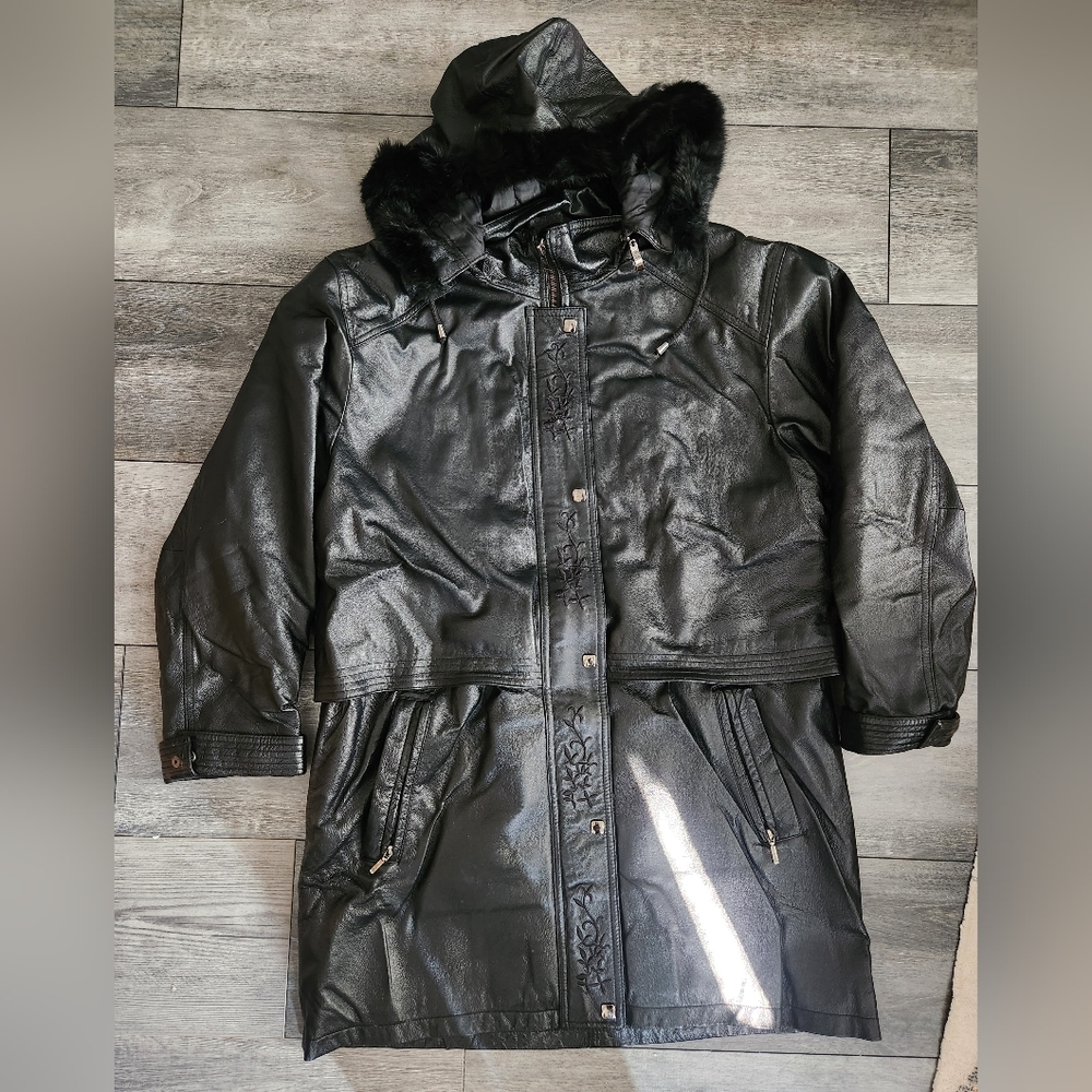 Real leather coat brand Emotion size Medium